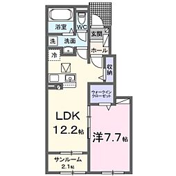 サンビレッジ片岡 1LDKの間取図画像