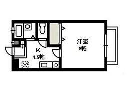 メープル湊B 1Kの間取図画像