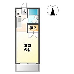 ポスト大元1 1Kの間取図画像