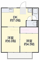 井上コーポB 2DKの間取図画像
