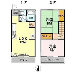 グリーンパーク芳泉B 2LDKの間取図画像