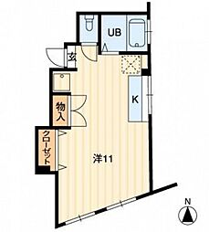 フレール津倉 ワンルームの間取図画像