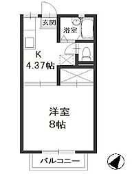 アンジェリーク松島 1Kの間取図画像