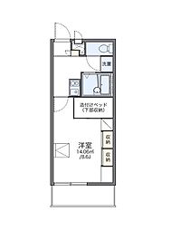 レオパレスM&K 1Kの間取図画像