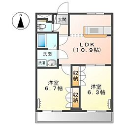 ブルーダイヤモンド 2LDKの間取図画像