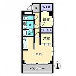 旭川スカイハイツ 2LDKの間取図画像