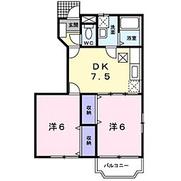 フィオーレ早島B 2DKの間取図画像