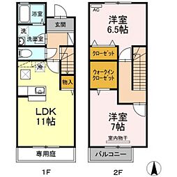 メゾンドールベータG 2LDKの間取図画像