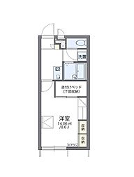 レオパレス希望 1Kの間取図画像