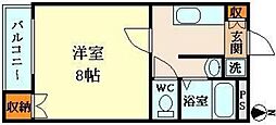 サンガーデン今 1Kの間取図画像