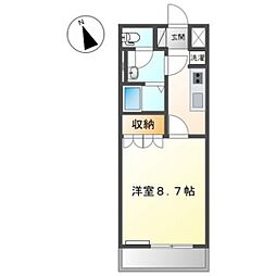 サウスコート・プランドール16 1Kの間取図画像