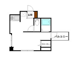 グランツ京橋 1Kの間取図画像