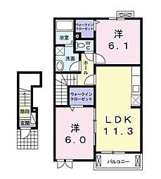 クラール・フリシュ 2LDKの間取図画像
