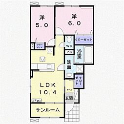 ブリーズヒルズ 2LDKの間取図画像