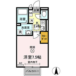 サンシャインパレスC棟 1Kの間取図画像