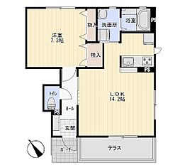 ヴィレエトワールI 1LDKの間取図画像