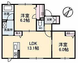 サンク・エール 2LDKの間取図画像