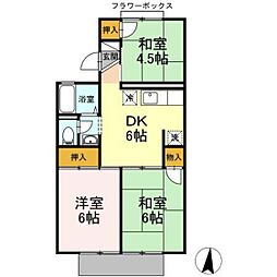 グリーンハイツ森安 3DKの間取図画像