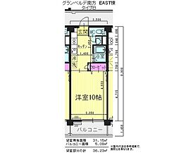 グランベルデ南方East 1Kの間取図画像