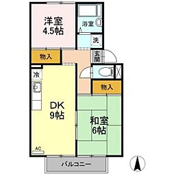 プレジール花尻C 2DKの間取図画像