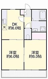 サンガーデン平井A 2DKの間取図画像