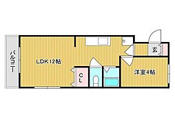 グランデヒル 1LDKの間取図画像