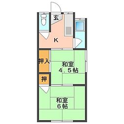 ことぶき荘A 2Kの間取図画像