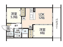 マーガレットA 2LDKの間取図画像