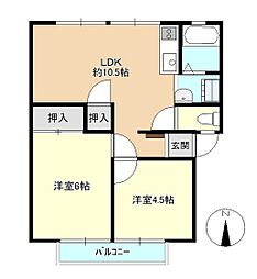 ティンカーベルB 2LDKの間取図画像