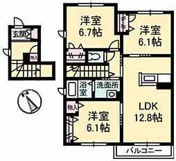 フェリーチェC 3LDKの間取図画像