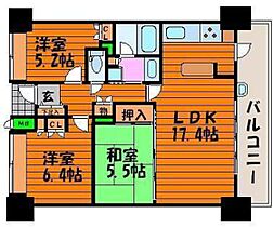 岡山県岡山市北区中山下1丁目（賃貸マンション3LDK・3階・73.97㎡） その2