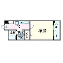 JR山陽本線 岡山駅 徒歩9分の賃貸マンション 3階1Kの間取り