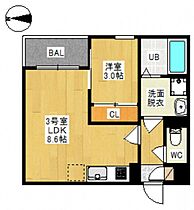 岡山県岡山市北区寿町（賃貸アパート1LDK・1階・30.54㎡） その2