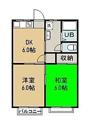 シャトルタカノ 2DKの間取図画像