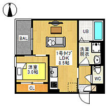 岡山県岡山市北区西崎1丁目（賃貸アパート1LDK・1階・30.53㎡） その2