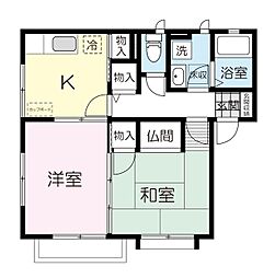 フルール静 2DKの間取図画像