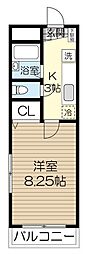 メープルハイツ 1Kの間取図画像