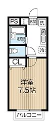 サンライズ旭ケ丘 1Kの間取図画像