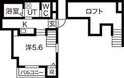 Unリヴィエール高松 1Kの間取図画像