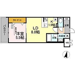 BULL house 1LDKの間取図画像