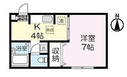 フォーブルひじりA 1Kの間取図画像