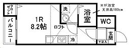 HOW'S川内三十人町A棟 ワンルームの間取図画像