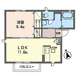 シャーメゾンリッツS 1LDKの間取図画像