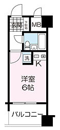 朝日プラザ上杉 1Kの間取図画像