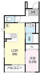 エスパノール北仙台B 1LDKの間取図画像