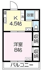 住真居麗ビッグフレンド 1DKの間取図画像