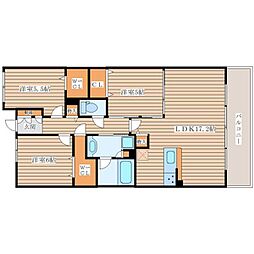 デュオヒルズ仙台花京院ザ・タワー 3LDKの間取図画像