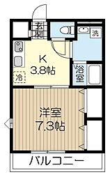 アンプルールブワオリヴィエオドラ 1Kの間取図画像
