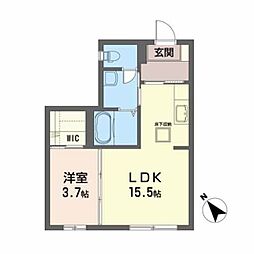 クラヴィエ東仙台 1LDKの間取図画像