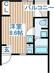 Melia薬師堂 ワンルームの間取図画像